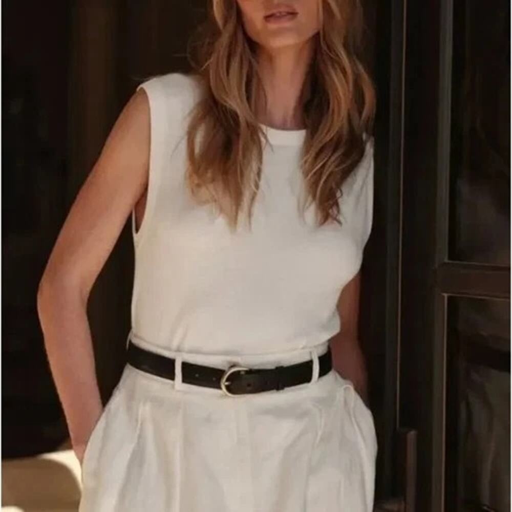 Jenni Kayne Easy Tank Quiet Luxury Ivory Minimalist Soft Girl Euro Women Small